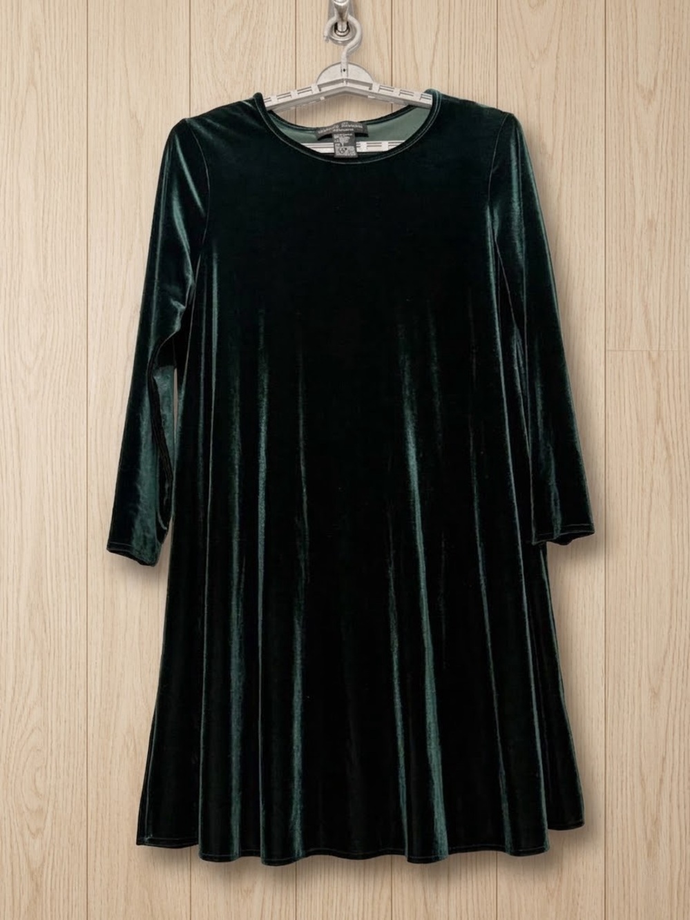 VTG Jamie Brooke Velvet Mini Dress Dark Green Velour Crushed Velvet 14 Large